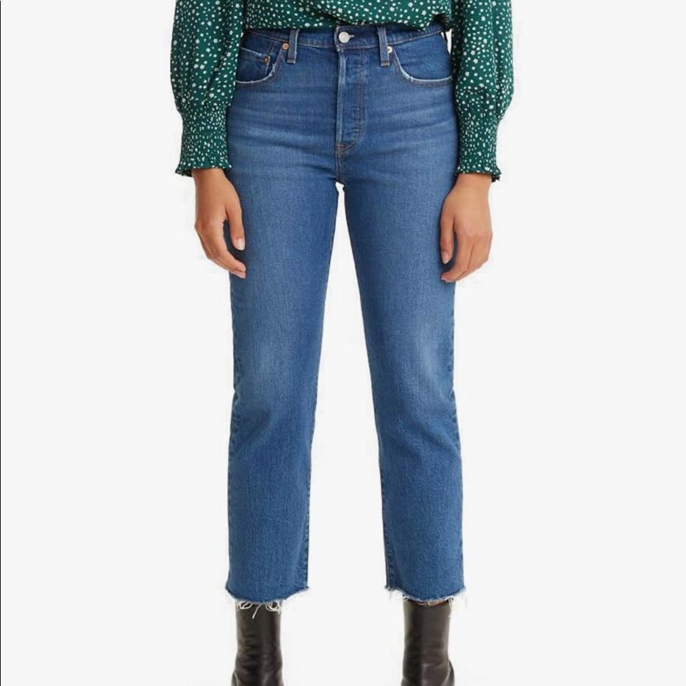 NWT Levi’s 501 high-rise cropped straight jeans, frayed hem